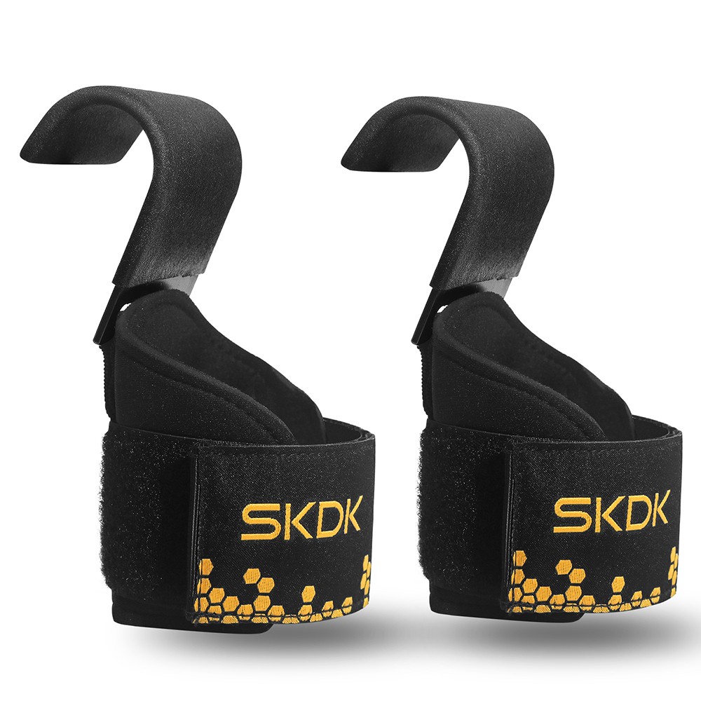 Fitness Training Gym Weight Lifting Hooks Grips with Wrist Wraps
