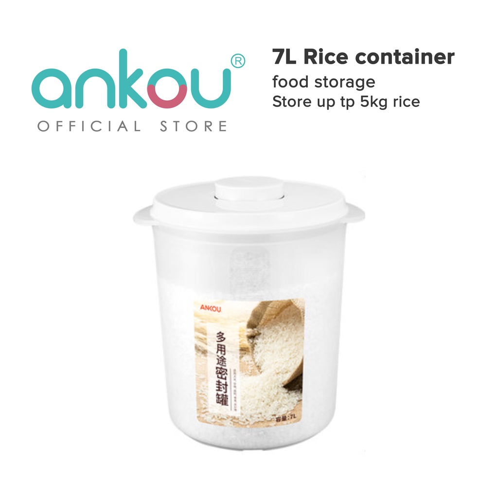 ANKOU AirTight Rice/ Pet Food Container - Circle (7L - approx 5kg ...
