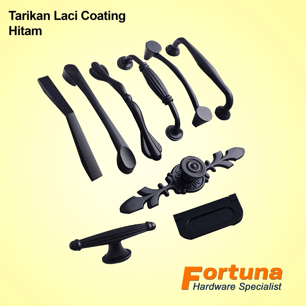 HITAM Black Coating Drawer Pulls Wardrobe Door Handles Drawer