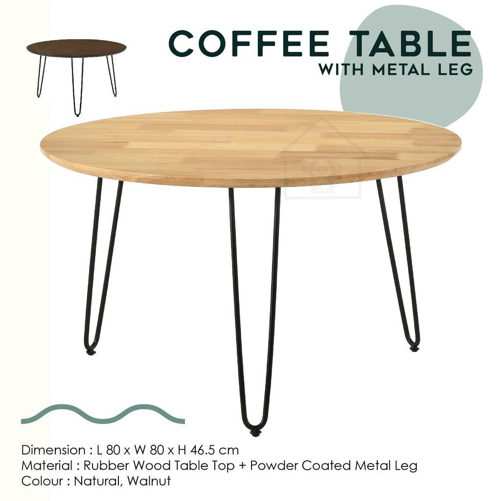 COFFEE TABLE ROUND WITH METAL LEG/ROUND COFFEE TABLE/WOODEN COFFEE