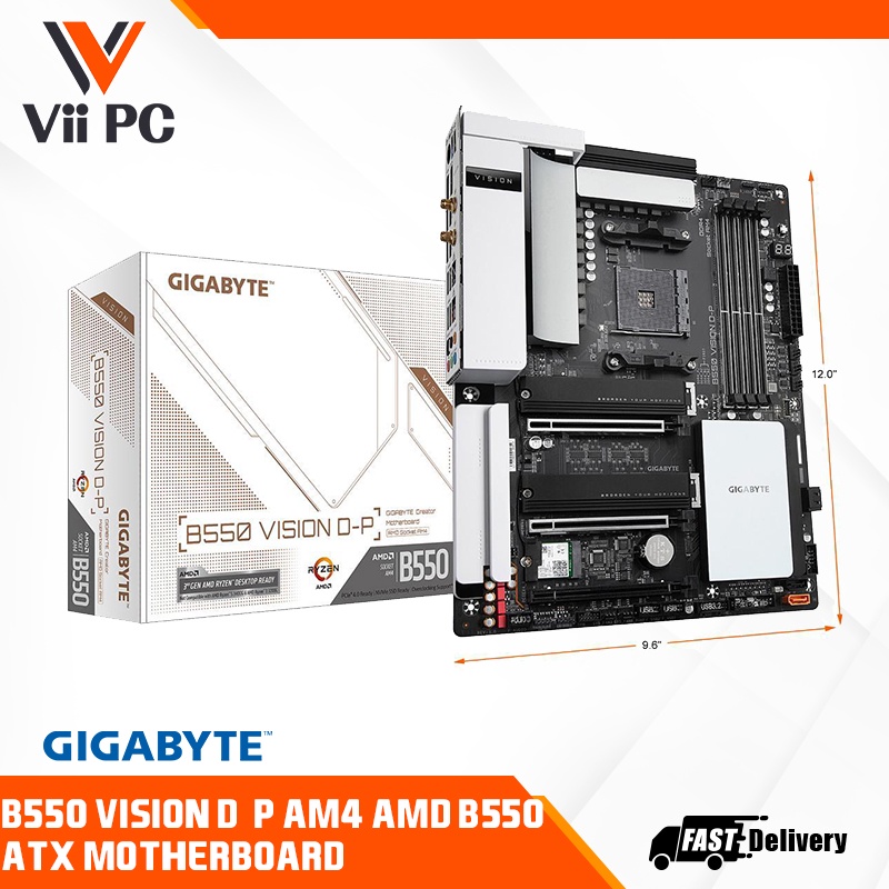 GIGABYTE B550 VISION D-P AM4 AMD B550 ATX Motherboard With Dual M.2 ...