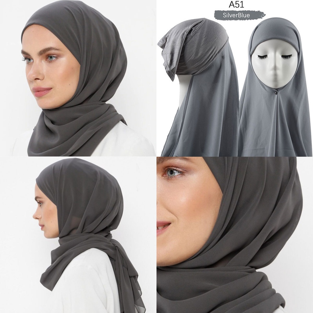 instant chiffon hijab with cap