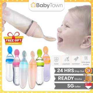 Silicone Baby Food Feeder Set Newborn Nibbler Pacifier Feeding Bottle  Squeeze Feeder for Infant Food Dispensing Dosing Spoon