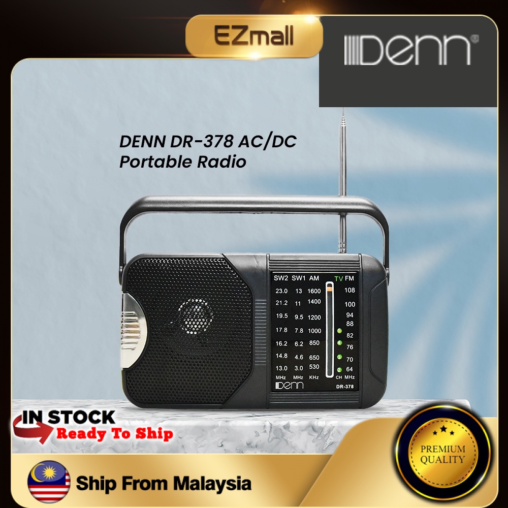 DENN DR-378 AC/DC Portable Radio AC Battery Operated Radio Mini Radio ...