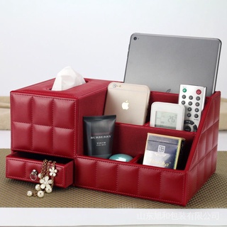 New Arrival Multifunction Pu Leather Remote Control Tissue Paper Storage  Box Tissue Box Cover Rectangular For Living Room