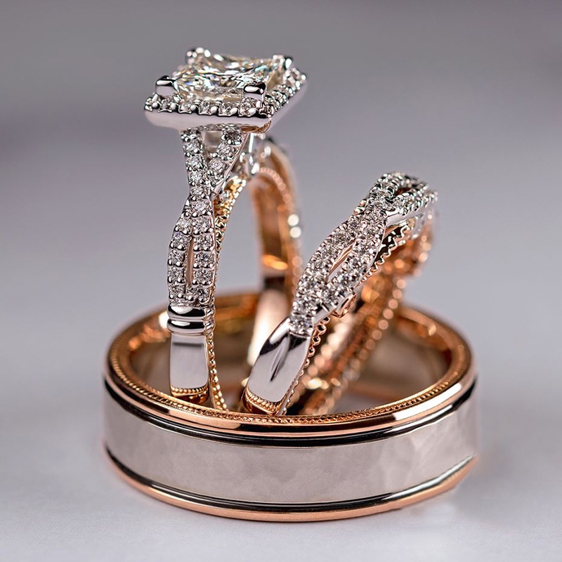 Wedding ring sets hot sale gold and silver