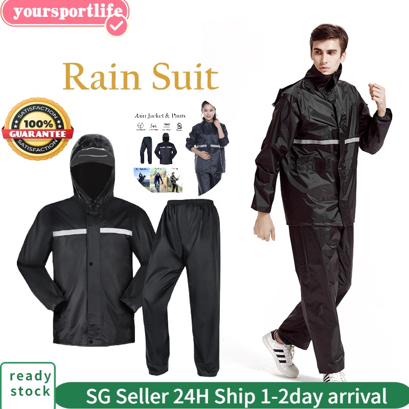 Men Rain Suit Waterproof Fishing Raincoat (Jacket & Trouser Suit),  Windproof Hooded Rainwear Reusable Raincoats for Outdoors, Running, Walking  (Color