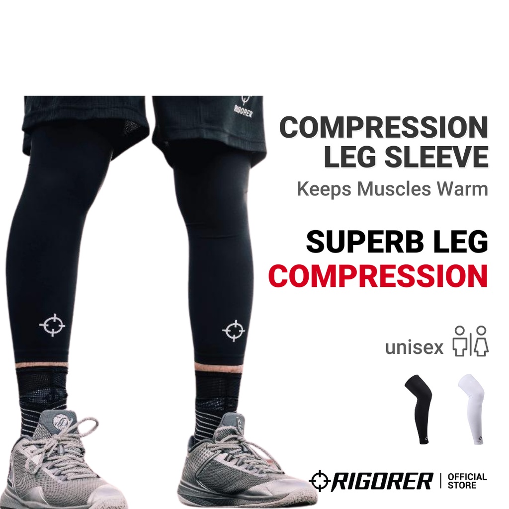 Rigorer Compression Leg Sleeve [CS004]-(Sports Gym Basketball Cycling Running Knee Support Wrap)
