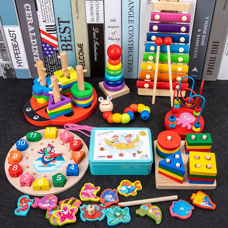 ?Hot sale ?Montessori Best selling baby toys, children's toys, early education toys, learning toys, musical instruments, strings, beads, twisted worms, rainbow tower fishing, early education, educatio