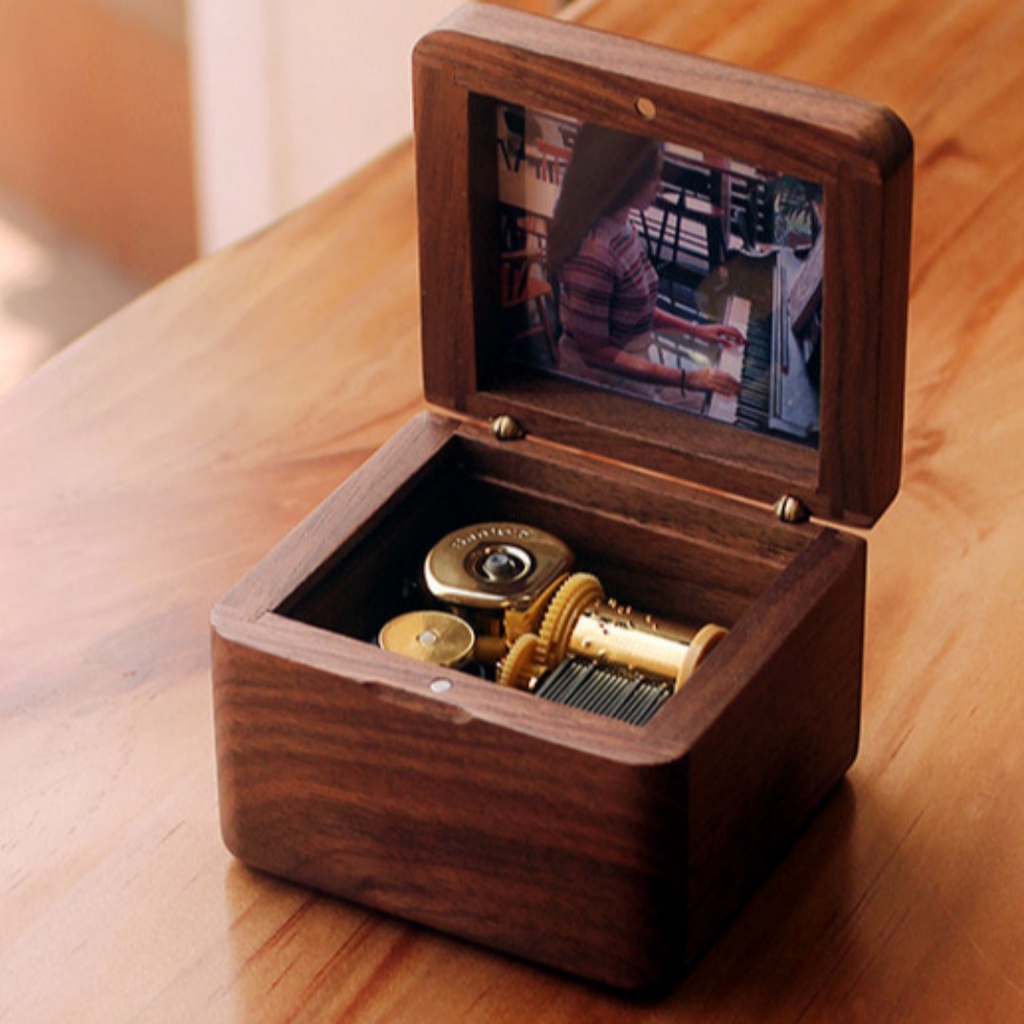 [Walnut Music Box] Your Own Music Box with Photos Custom, Goods Music Box, Handmade Walnut