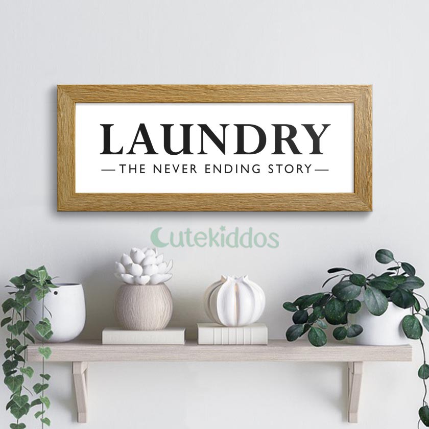 14cm x 34cm Poly Frame Photo Paper Waterproof Doff Laundry Pattern Poster Wall Display for Room Decoration