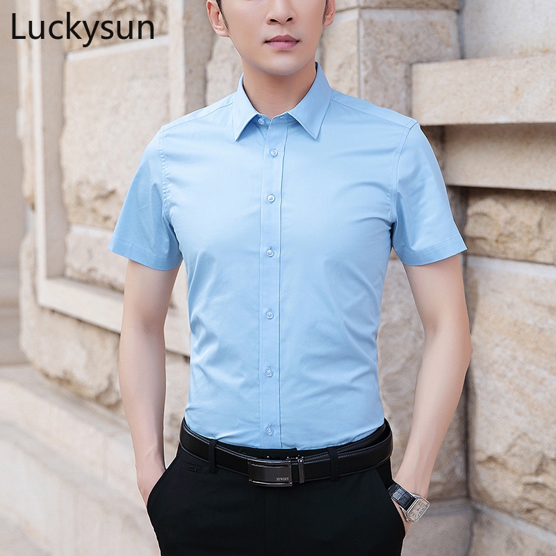 S-8XL] Black Shirt Mens Plus Size Short Sleeve Business Slim Shirts  Skin-friendly Breathable Work Casual Clothes | Shopee Singapore