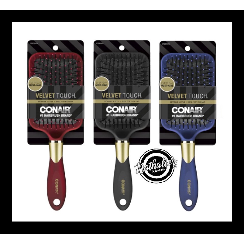 CONAIR Velvet Touch Detangle & Style Hair Brush, 1 Paddle Brush (Color