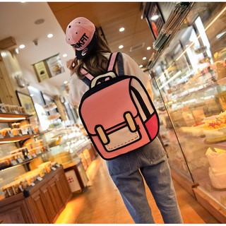 Cute 2D Drawing Cartoon Bag Anime Backpack 3D Jump Style Comic Student  Schoolbag Kawaii Teenage Daypack Funny Kids Travel Bag