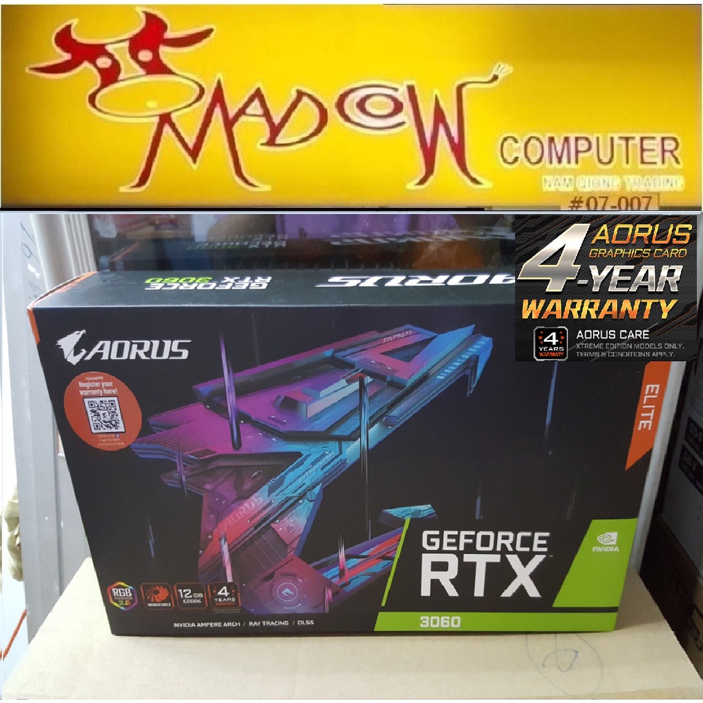 GIGABYTE AORUS GeForce RTX 3060 ELITE 12G (GV-N3060AORUS E-12GD)..(4Y ...