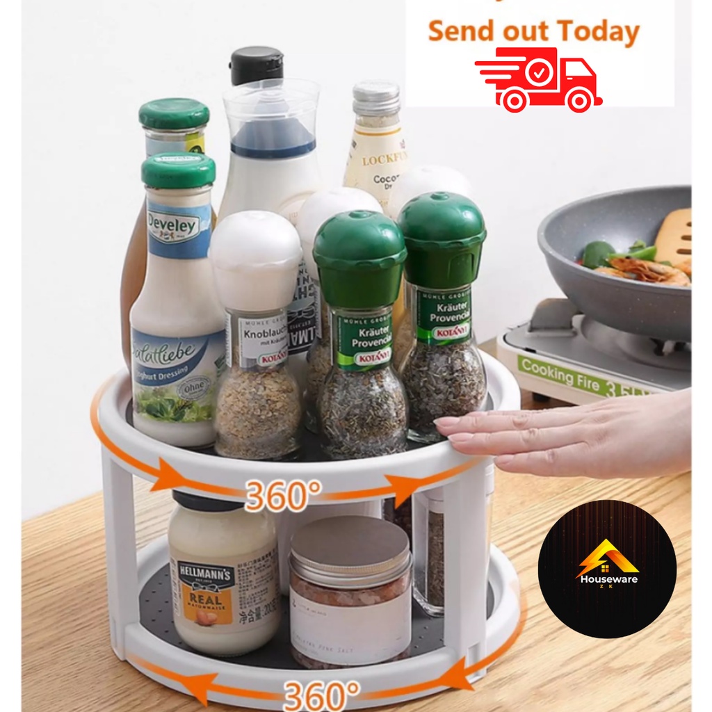 360 Rotating Spice Rack Multi-purpose Kitchen Rotate Seasoning Storage ...