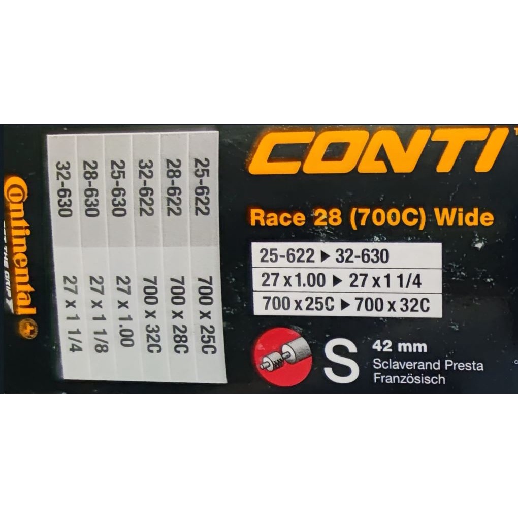 Continental Inner Tube RACE / WIDE / TOUR Tube 700c 26 27 29 inch