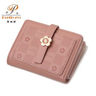Girls Women Wallet Tri-folded Flowers Wallet Cash Pocket Flowers Print Card  Holder Coin Purse With Id Window Elegant Youthful And Cute (pink)