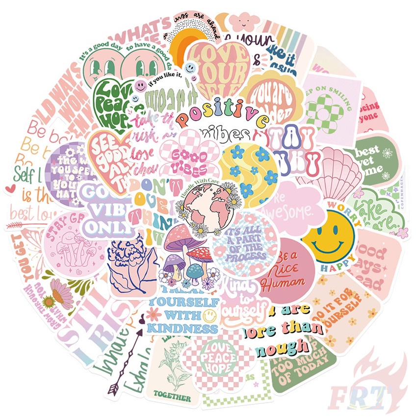 50Pcs/Set Danish Pastel . Healing Positive Slang Series 02 Stickers