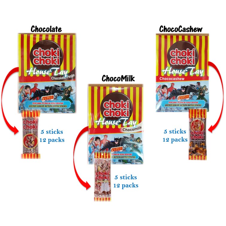 Choki Choki Chocolate/Chocomilk/Chococashew (10gm X 60 stick) | Shopee ...