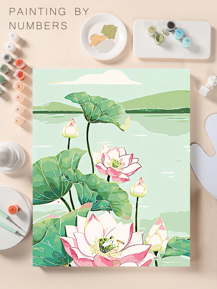 RUOPOTY 60x75cm/50x65cm/40x50cm Frame Paint Painting By Numbers Lotus ...