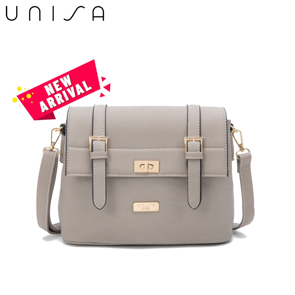 New Colour Unisa Saffiano Texture Sling Bag with Turn Lock Shopee Singapore