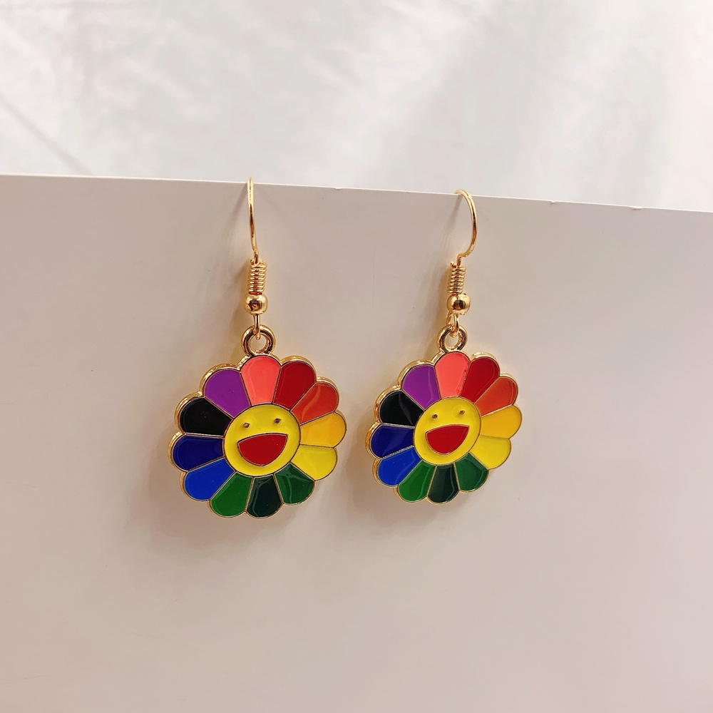 Cartoon Cute Resin Earrings Colorful Sunflower Drop Earrings for