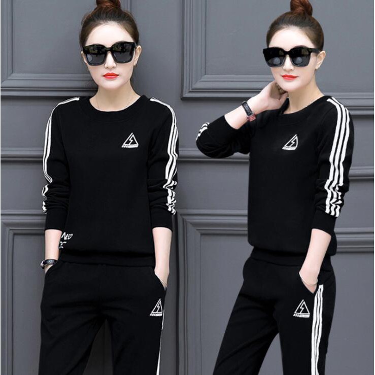 Tops + Pants Women Sportswear Sets Long Sleeve Shirts Two Piece Set  Large Size