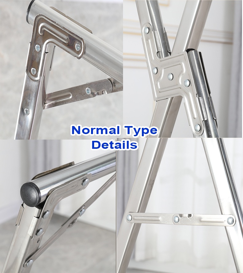 Double Poles Folding Clothes Drying Rack Stainless Steel Expandable ...