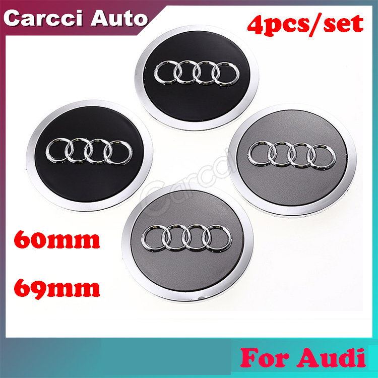 4pcs 60mm/69mm Wheel Cover Hub Center Caps Emblem Badges Logo For Audi