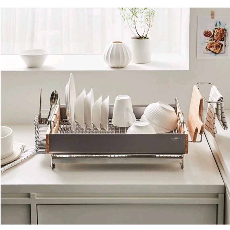 Hanssem] Noblesse Cypress Wood Dish Tableware Drying Rack Step 1/ Step ...