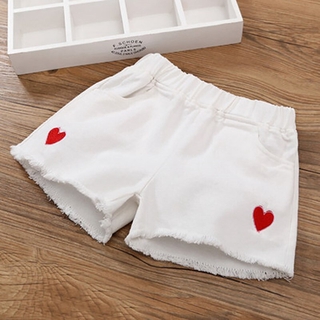 3-13 Years Kids Girl Shorts Summer Heart Print Denim Short Pants Girl  Clothes Bottom
