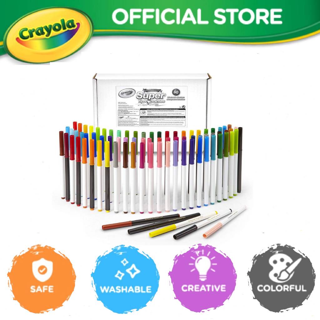 Crayola 80 Count SuperTips Washable Markers - Safe, nontoxic markers ...