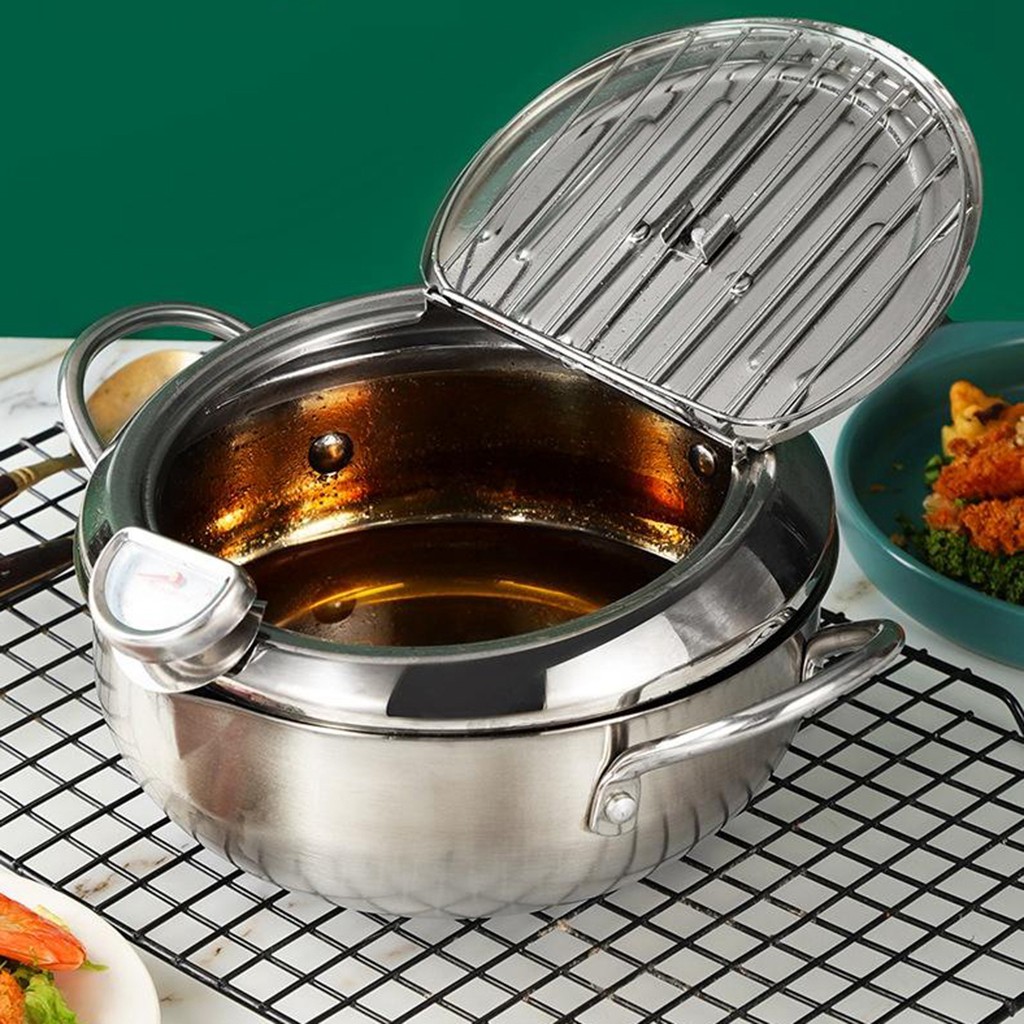 Stainless Steel Deep Fryer Pan Japanese Cooking Frying Pot with