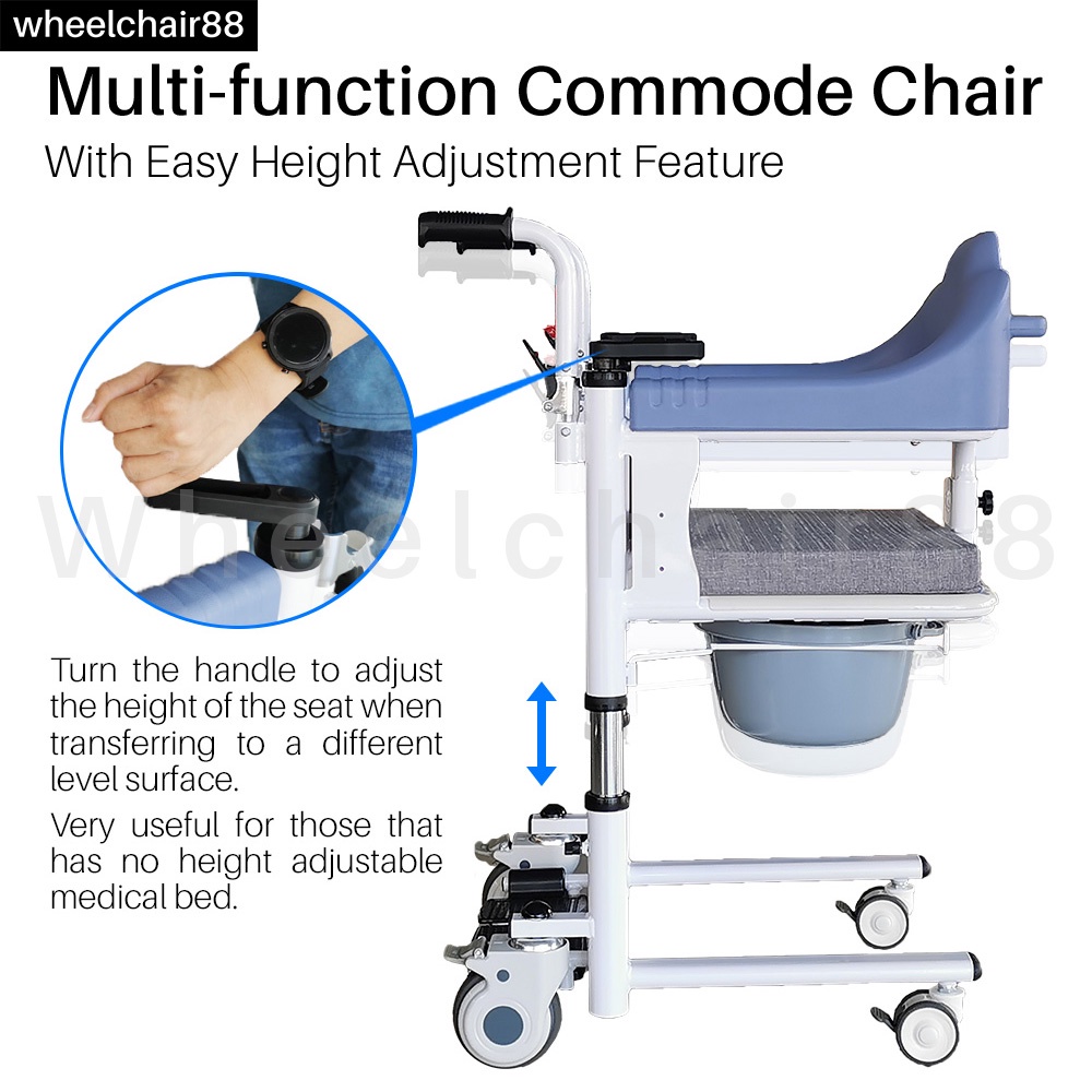 3 in 1 Multi-function Commode Wheelchair / Kerusi komod Pelbagai Fungsi ...