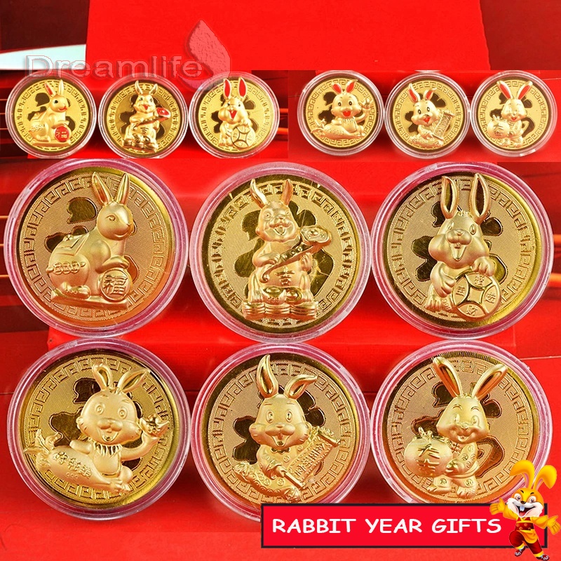 (37 Designs)2023 Rabbit Year Lucky Coin Lucky Dollar Money Gold Foil ...