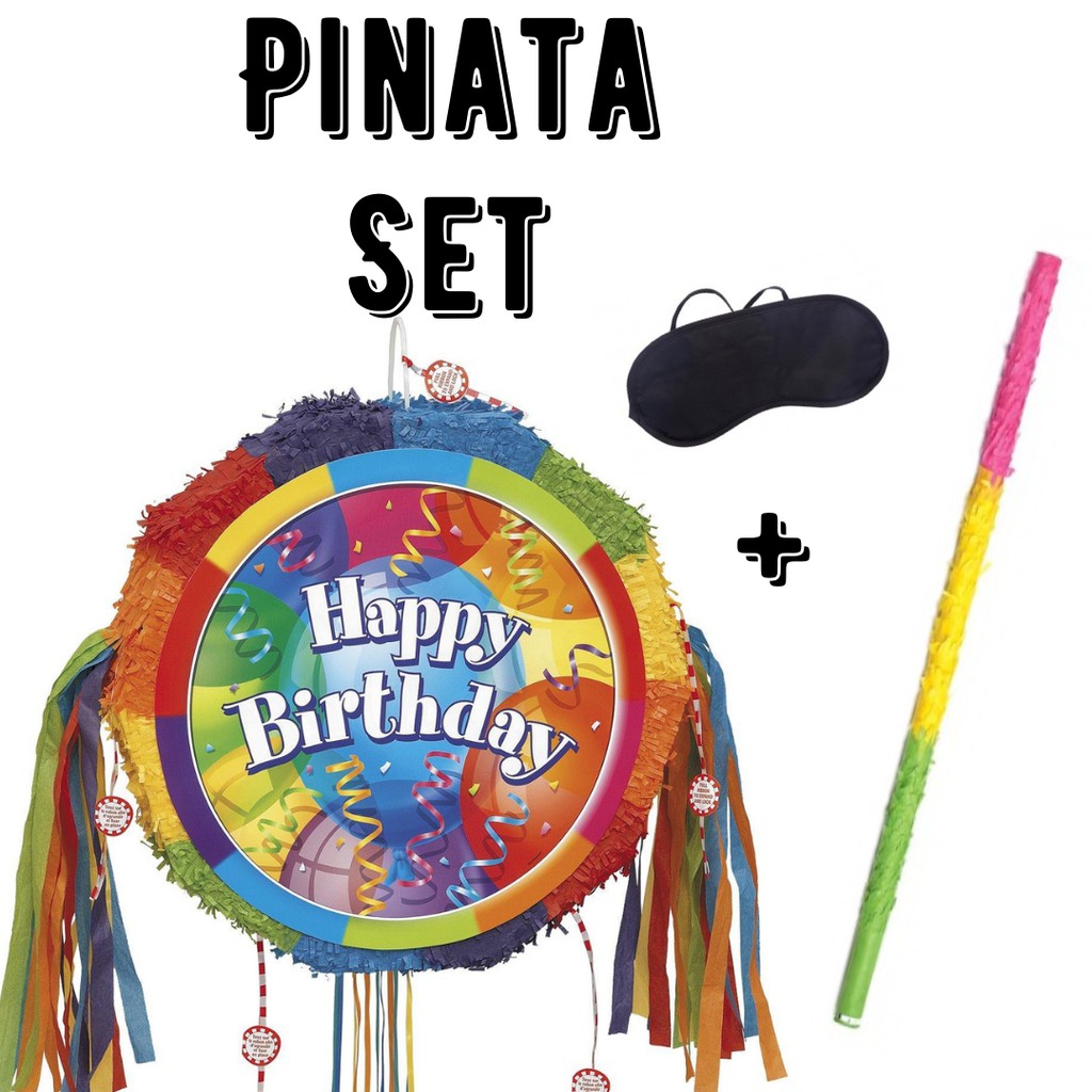 SG Stock] Colorful Birthday Pinata Party Game Fill Up Sweets Pinata Set  Stick Party Games | Shopee Singapore