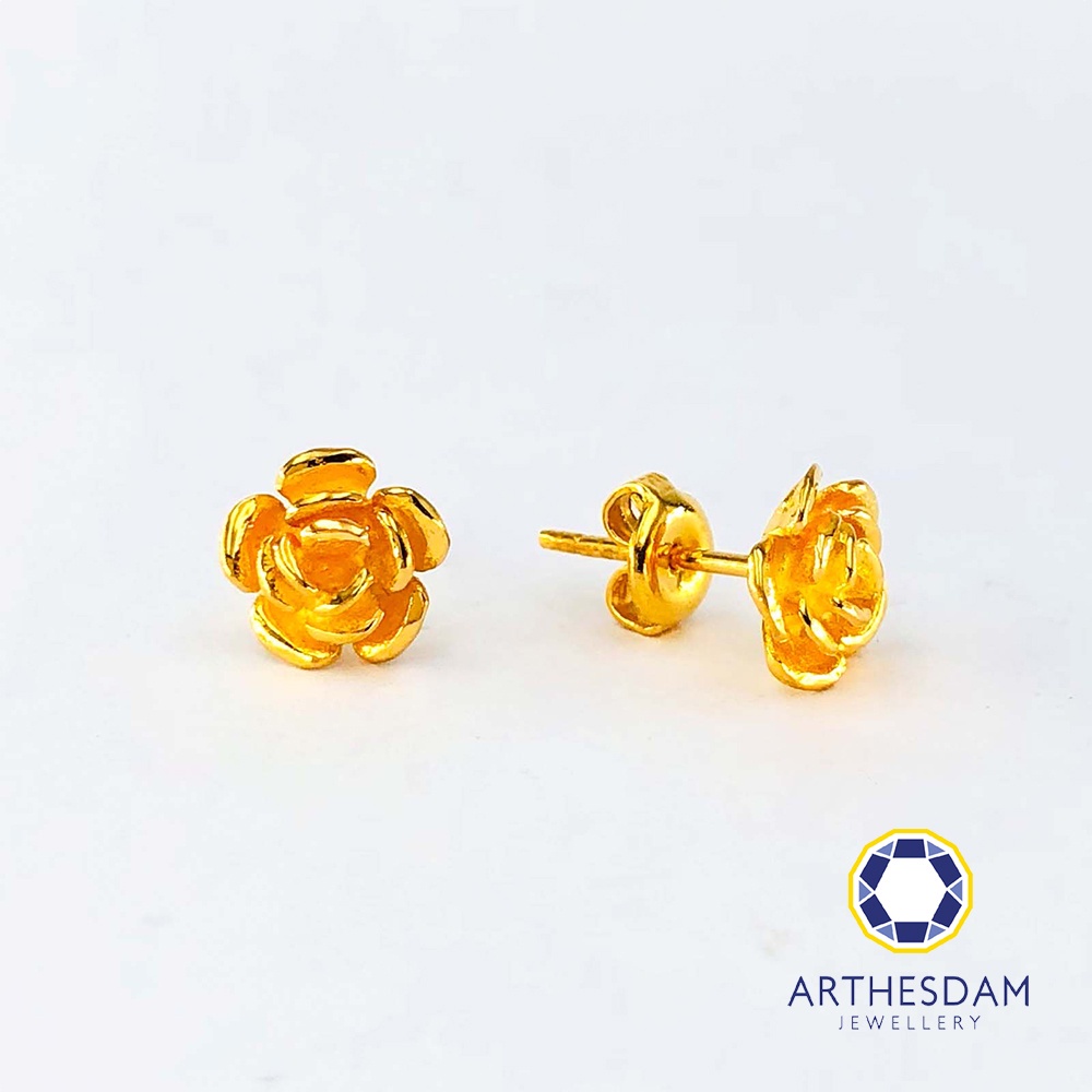 Gold hot sale rose earrings