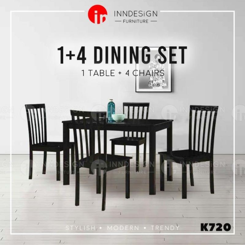 1+4 Dining Set (Black) | Shopee Singapore