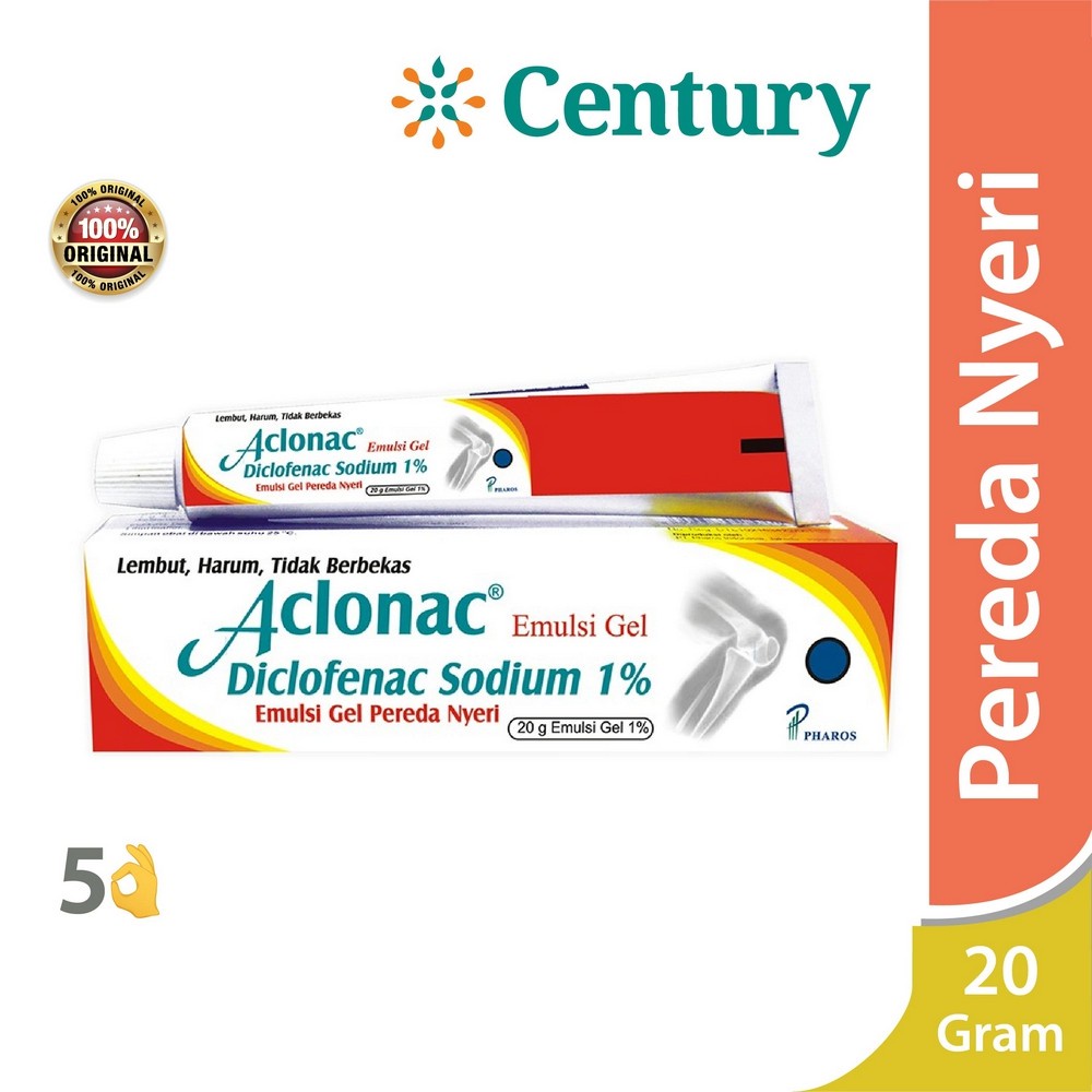 Aclonac Emulsi Gel 20gr / Aclonac / Nyeri Otot / Nyeri Sendi / Memar / Keseleo / Terkilir
