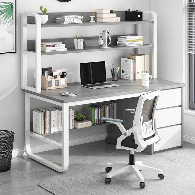 Study table with bookshelf deals and computer