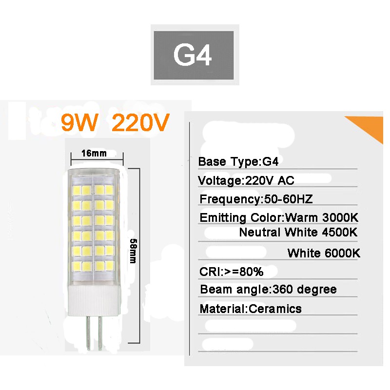 Ceramic LED Bulb Lamp Light G4 G9 AC 220V 3W 5W 7W 9W 11W High ...