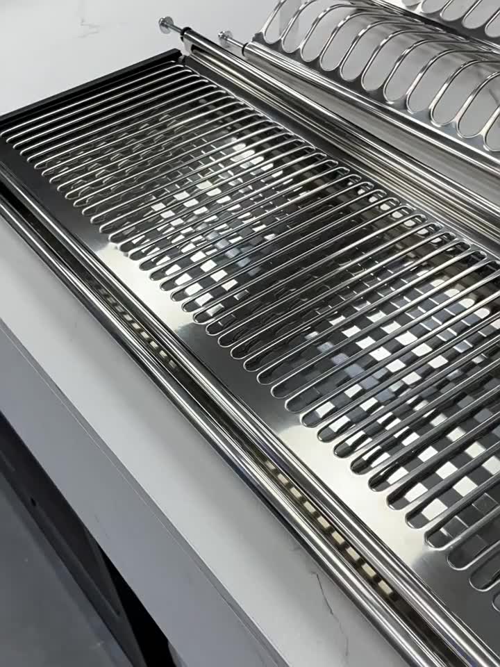 Stainless steel dish rack wall-mounted built-in double dishes kitchen ...