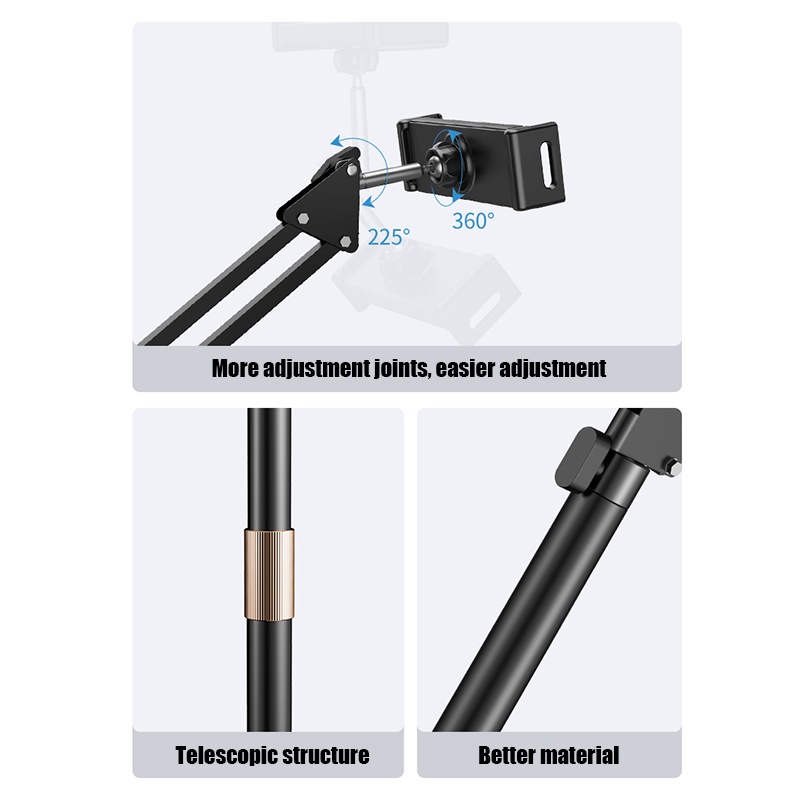 Floor Stand Tablet Phone Stand Monopod Bed Mount Holde 可伸缩调节高度55cm ...