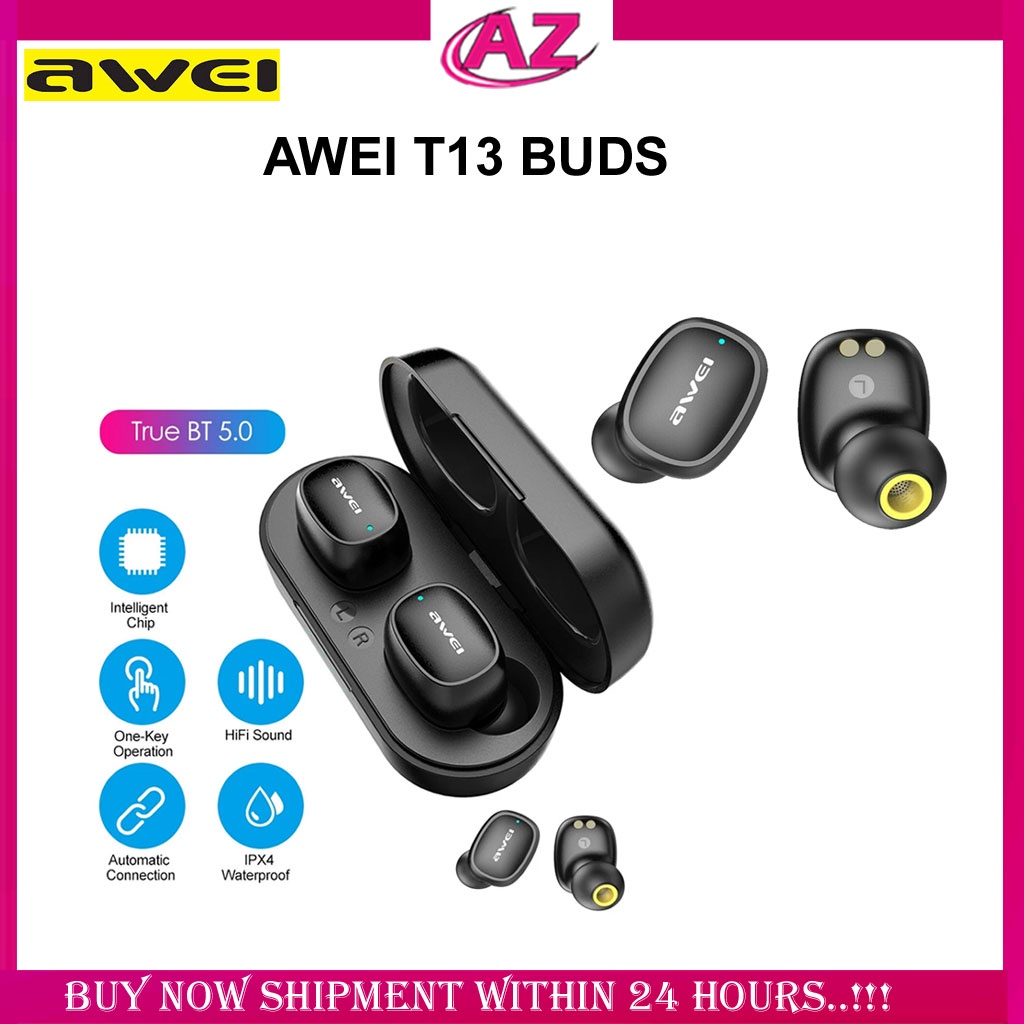 Awei T13 Wireless Bluetooth 5.0 Earphone with Charging Case