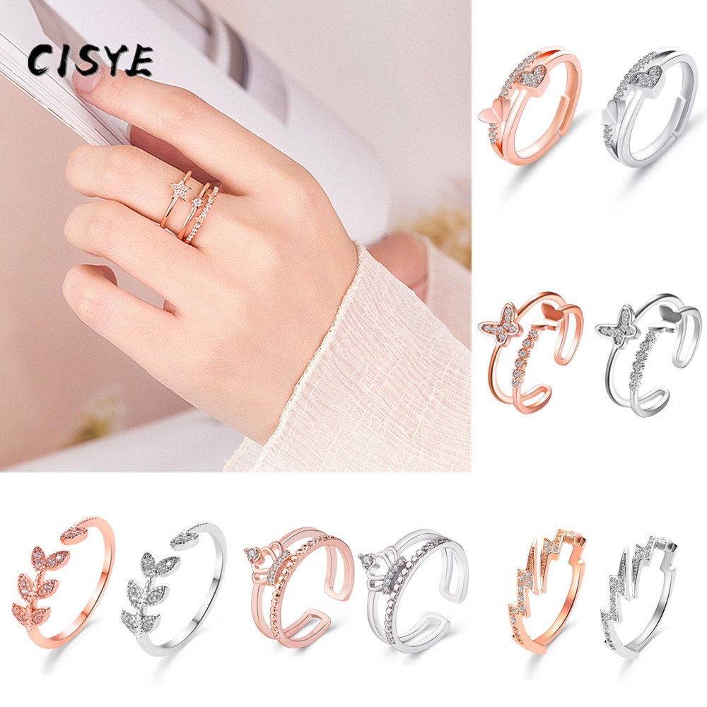 Ring Adjustable Imitation Diamond Ring Zircon Star Ring Butterfly Ring Fashion Jewelry