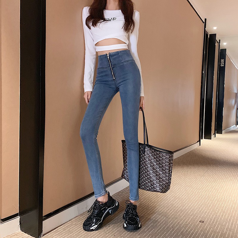 Korean high waisted jeans on sale outfit