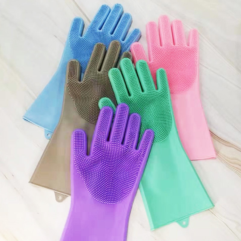 Kitchen Magic Silicone Dish Washing Gloves Dishwashing Brush Sponge