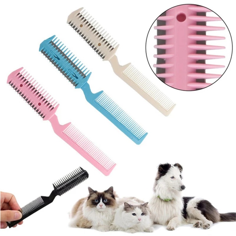 Pet Hair Trimmer Cutting Comb with 2 Blades Grooming Shaver Dog Cat Thinning Comb Hair Remover Hot Comb Brush Shopee Singapore