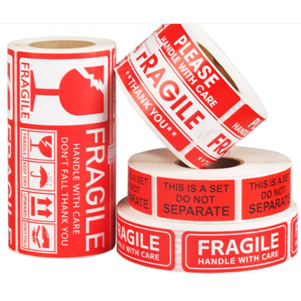 Fragile sticker, roll, different sizes, 250-1000 pcs | Shopee Singapore